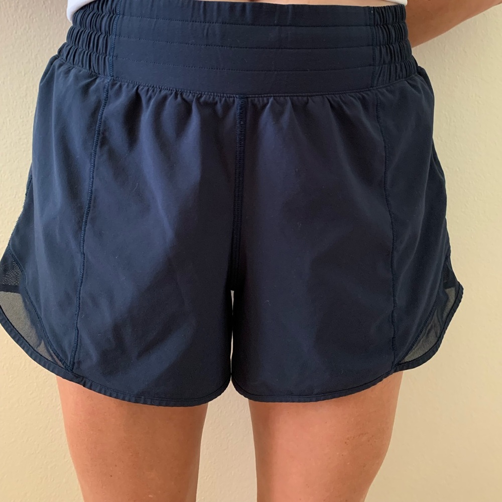 Navy Lululemon Hotty Hot shorts 4” high waisted - Picture 4 of 13